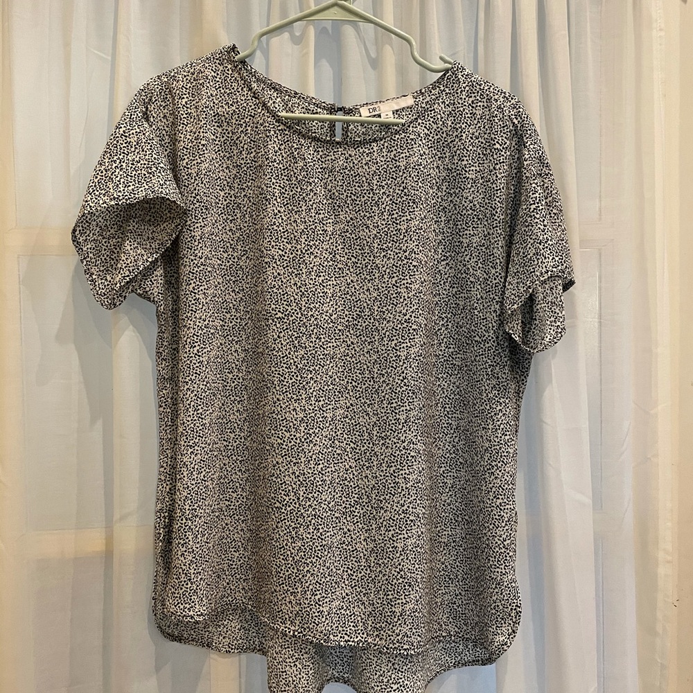 DR2 Animal Print Leopard Black and White Blouse
